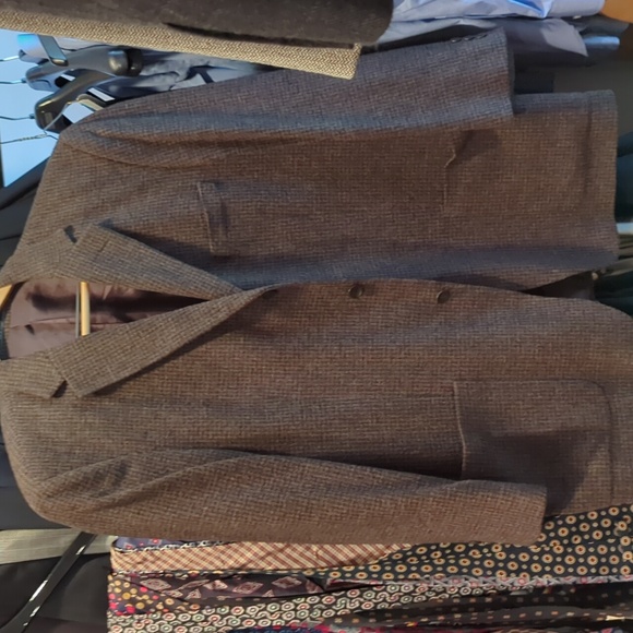 46R Brown/black Vintage woven check blazer sports jacket. Italian fabric.